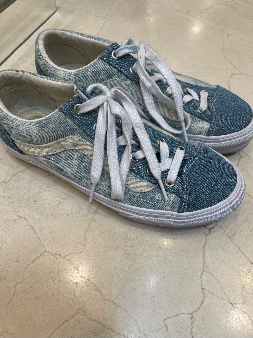 Vans Denim multi style 36 Low-Top Sneakers - Light Blue & White womans 7.5